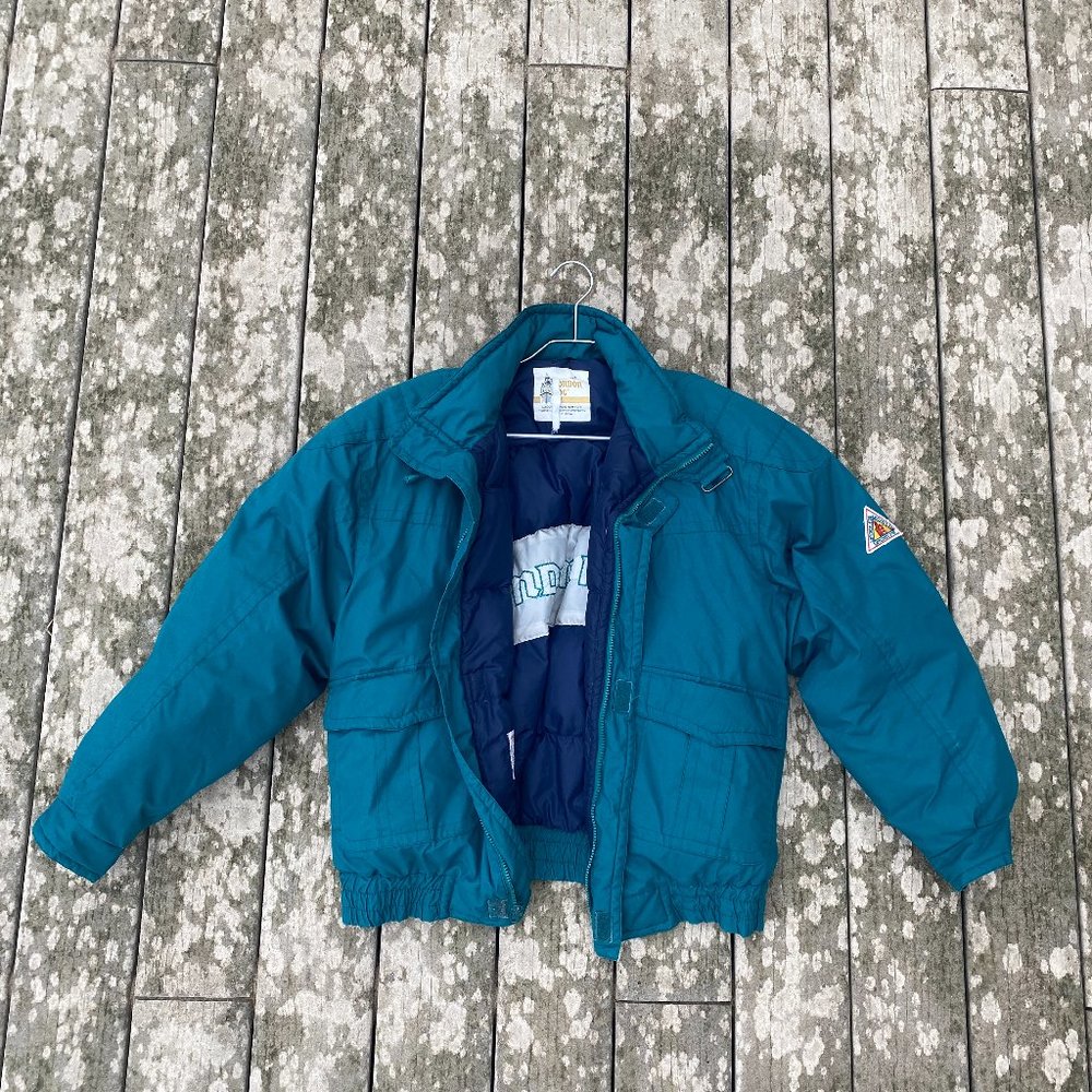 Vintage Turquoise Green London Fog Puffer Jacket